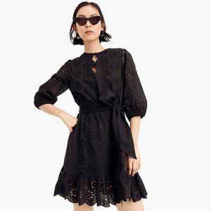 XS J Crew Black Tiewaist Eyelet Dress - XS